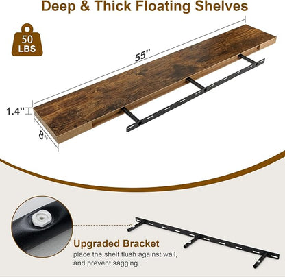 Fun Memories Floating Shelves 55 Inch Long, 8 Deep Floating Shelves - Image 3