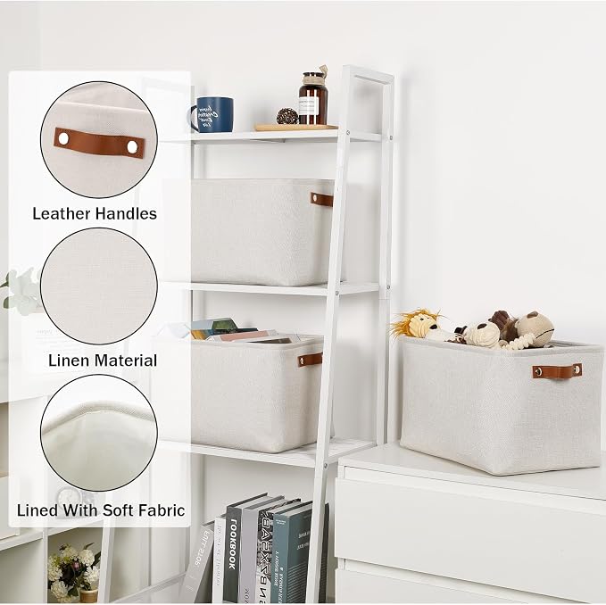 HNZIGE Large Fabric Storage Basket Organizers, Foldable Decorative Shelf Baskets - Image 3