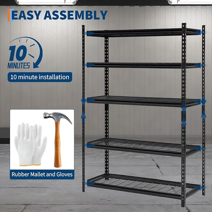 Heavy Duty 5-Tier Shelving Unit, 2500 LBS Capacity Storage Shelves - Image 7