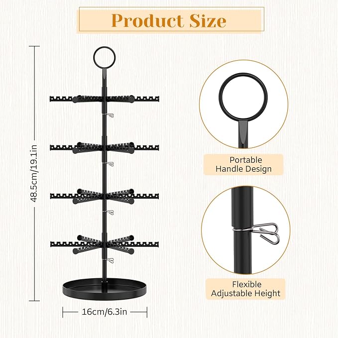 MODOWEY Rotating Earring Holder Organizer Tree Adjustable Display - Image 2