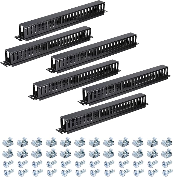 PATIKIL 1U 19 Inch Cable Manager, 6 Pack 24 Slot Horizontal Rack Mount Wire by PATIKIL