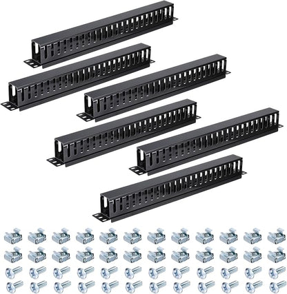 PATIKIL 1U 19 Inch Cable Manager, 6 Pack 24 Slot Horizontal Rack Mount Wire by PATIKIL
