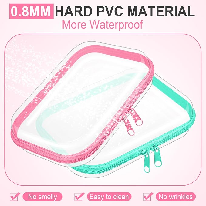 Sanwuta 6 Pcs Clear Hard Zipper Case Hard Plastic Zipper Pouches Transparent - Image 3