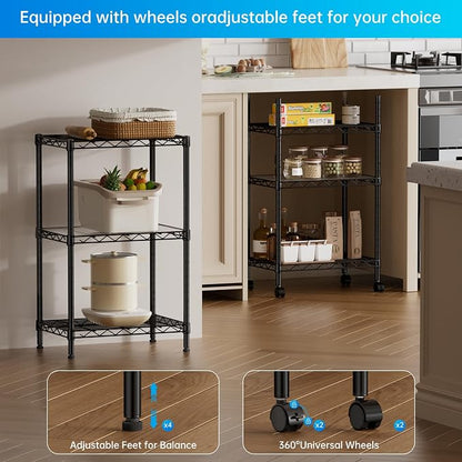 SINGAYE 3 Small Shelves Storage Shelf Wire Shelving Unit Metal Shelf Adjustable - Image 5
