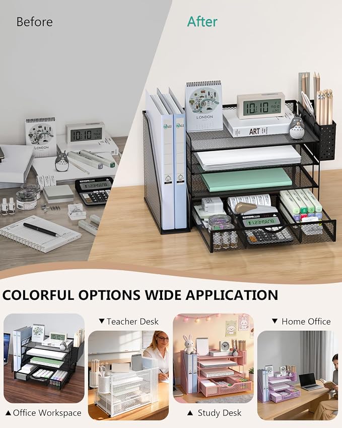 WALI Desk File Organizer, 4 Tier Desktop Paper Letter Tray Organizer - Image 6