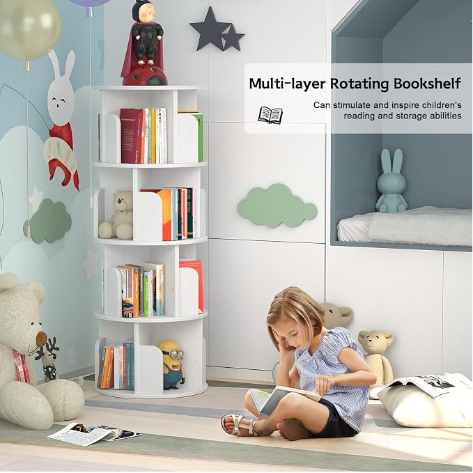 Aheaplus Rotating Bookshelf, Small Corner Bookshelf - Image 6