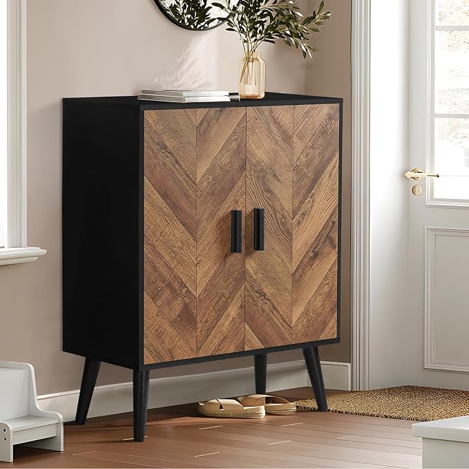 Iwell Storage Cabinet with 2 Shelves & Doors, Sideboard Buffet Cabinet with by IWELL