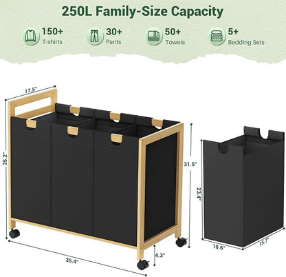 Homykic 250L Laundry Sorter Cart - Image 7