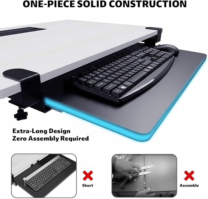 Large Keyboard Tray That Slides Out from Under The Desk, Pull Out - Image 4