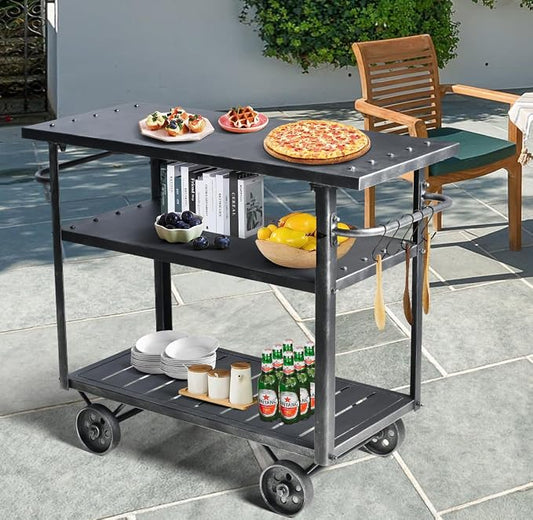 Diwhy Industrial 3 Tier Rolling Utility Storage Cart Wine Beverage, Metal Wine by Diwhy