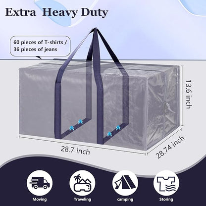 12 Pack Moving Bags with Full-Open Side Zipper, Extra Large 93L Heavy Duty - Image 2