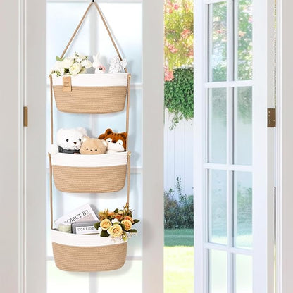 Hanging Basket, 3-Tier Woven Wall Basket - Image 6