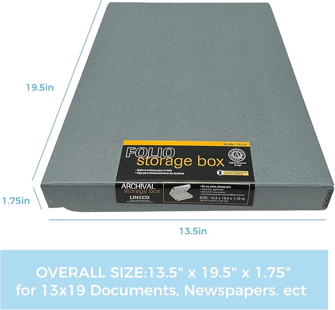 Lineco Clamshell Archival Storage Box, 13.5x19.5x1.75 Inch, Organize and Store - Image 2