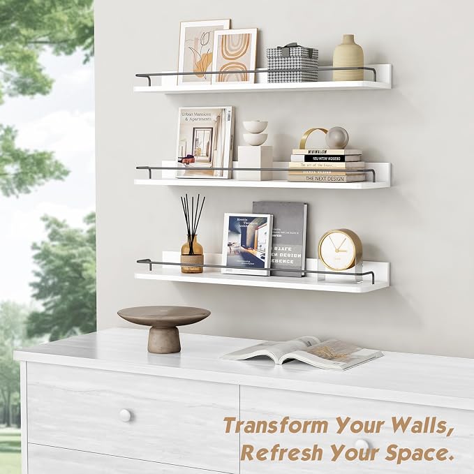 Forbena Floating Shelves for Wall 24 Inches Long, Modern White Wall Shelving - Image 6
