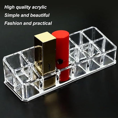 Clear Acrylic Lipstick Lip Gloss Organizer 12 Slots Comestic Display Holder - Image 3