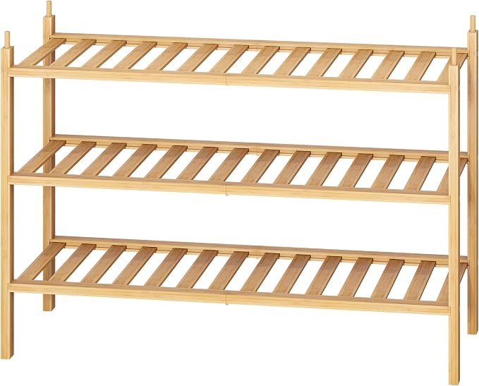 Bamboo Shoe Rack Stackable Shoe Shelf Storage Organizer - Image 7