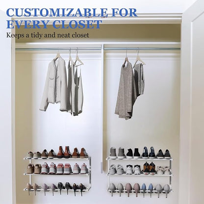 Wall Mounted Shoe Rack, 3 Tier Hanging Shoe Rack Holds 12 Pairs, Space Saving - Image 5