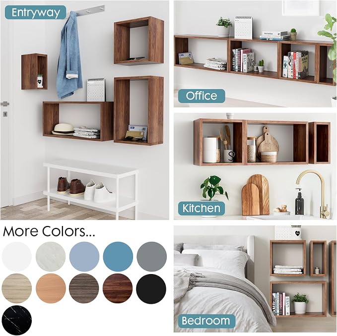 Wall Mount Shelf Set of 4, Floating Cube Shelves - Image 6