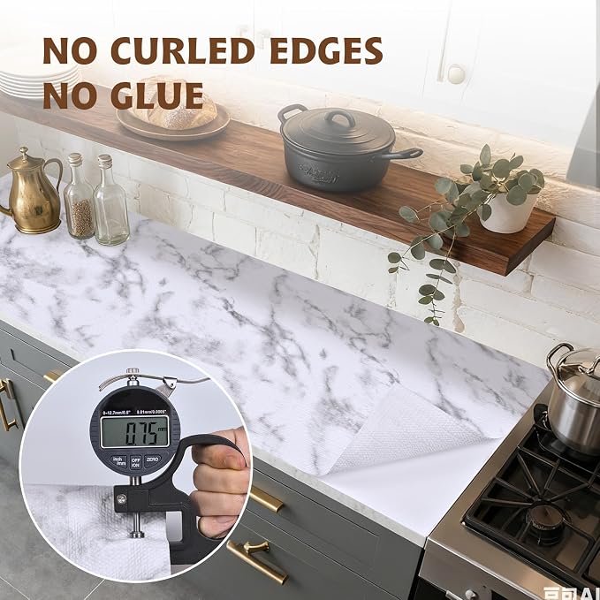 Shelf Liners for Kitchen Cabinets 17in x 30FT, Non Adhesive Drawer Liner Marble - Image 8
