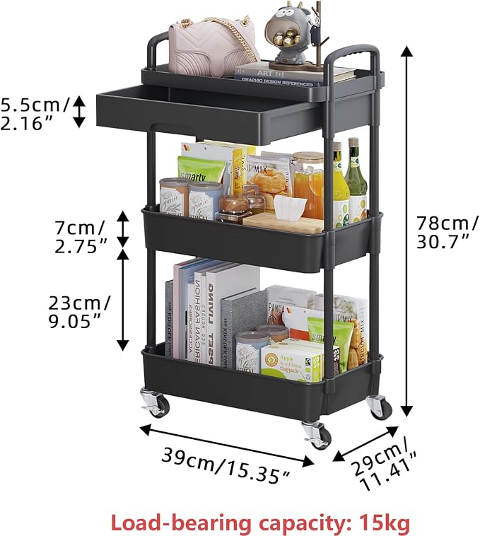 Calmootey 3-Tier Rolling Utility Cart - Image 5