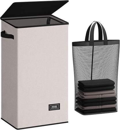 SOLEDI Laundry Hamper with Lid 100L Large & Tall Collapsible Laundry Basket by SOLEDI