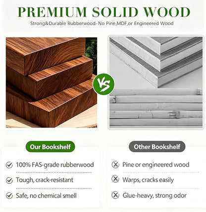 6 Tier 360° Rotating Solid Wood Bookshelf - Image 6