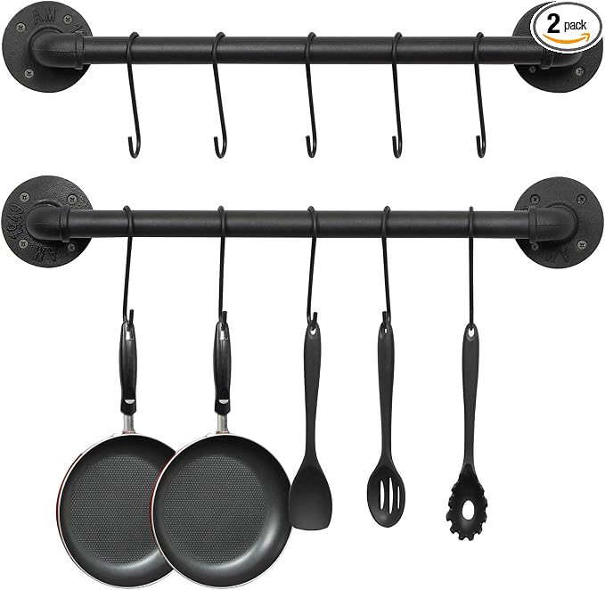 OROPY Wall Mounted Pot Pan Rack 21'' Set of 2, Industrial Utensils Wall Hanger by OROPY