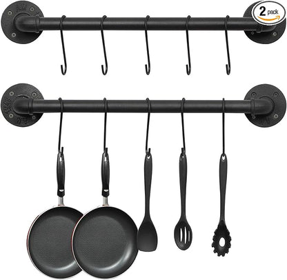 OROPY Wall Mounted Pot Pan Rack 21'' Set of 2, Industrial Utensils Wall Hanger by OROPY