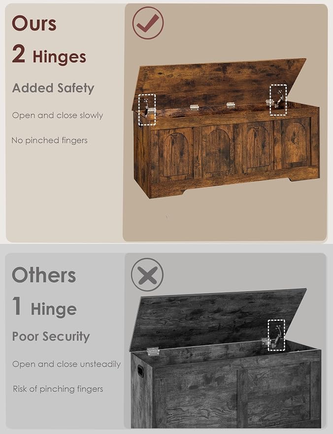 DINZI LVJ Storage Chest, 47.2" Wooden Toy Box - Image 5