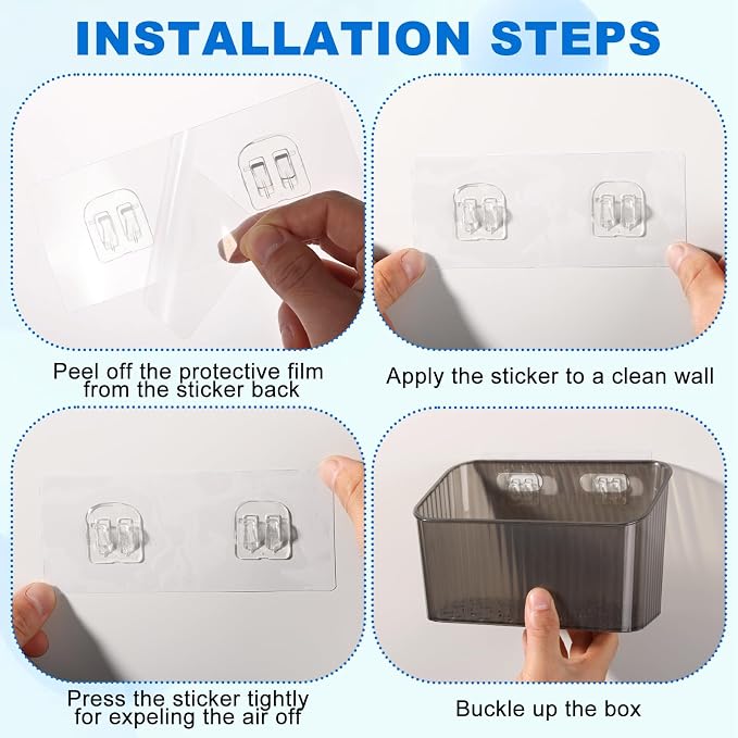 6Pcs Storage Organizer Bins Wall Mounted Organizer Basket Large Size Clear - Image 4