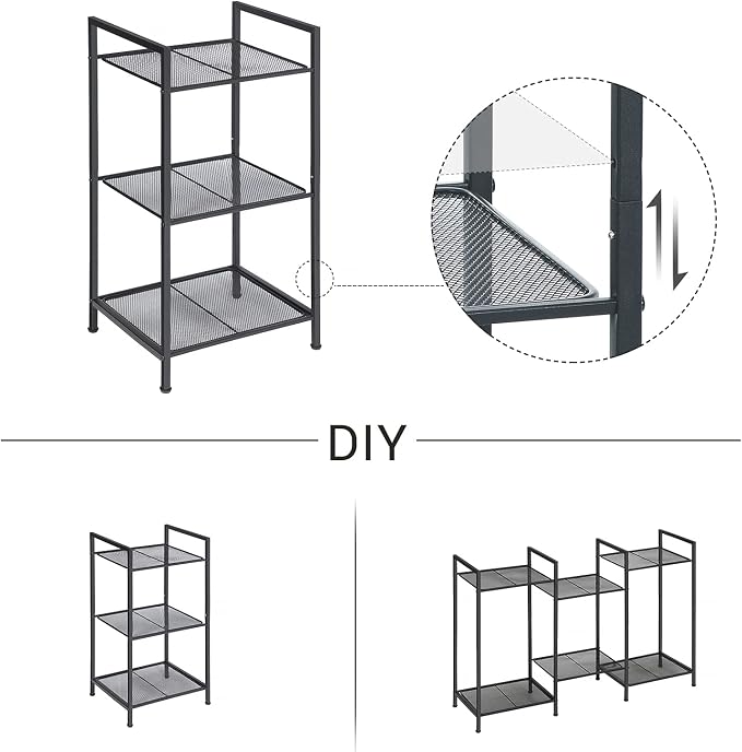 SONGMICS 3-Tier Storage Rack, Bathroom Shelf, Extendable Plant Stand - Image 4