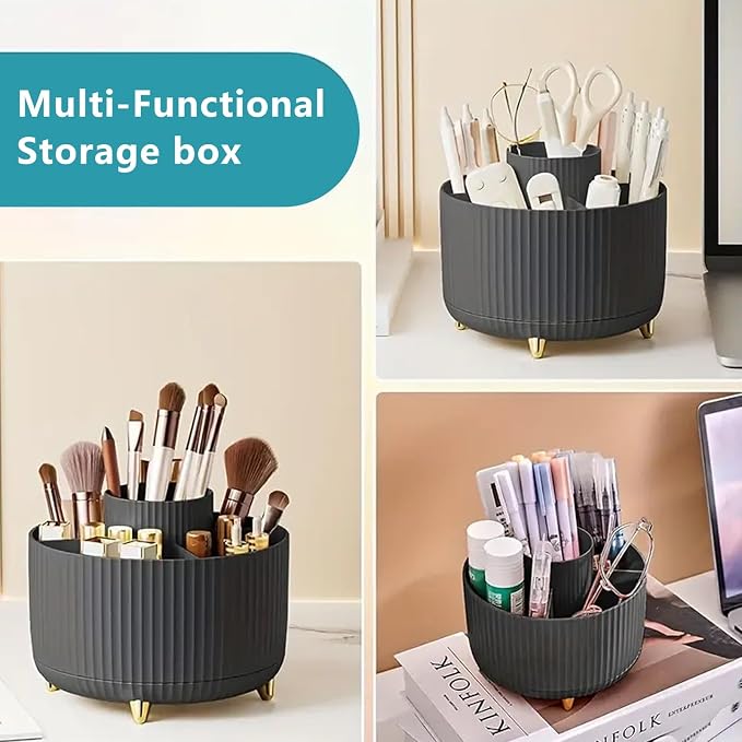 360° Rotate Makeup Brush Organizer, Skincare & Cosmetic Holder - Image 3