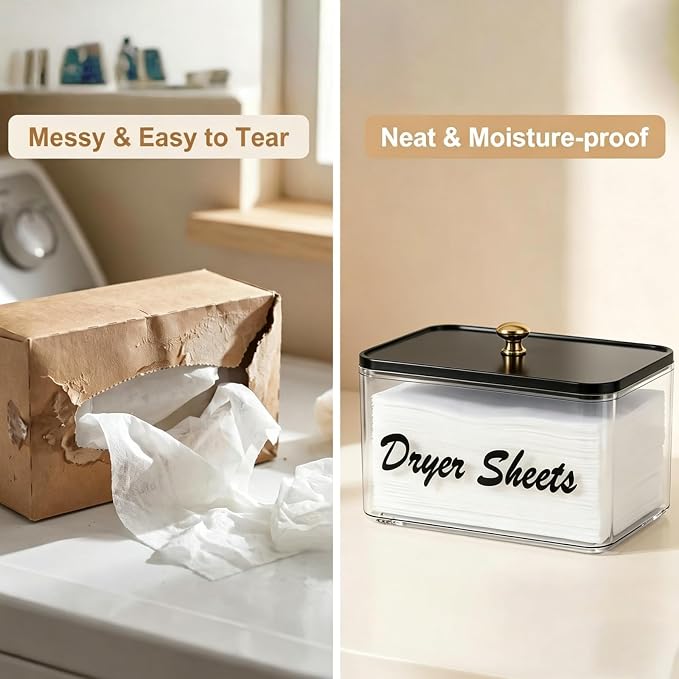Dryer Sheet Holder with Lid, Acrylic Dryer Dispenser Container Box | - Image 4