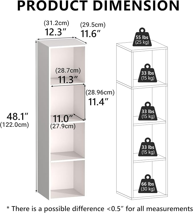 4 Cube Storage Organizer, Cube Shelf, Freestanding 4 Tier Open Shelf Bookcase - Image 3