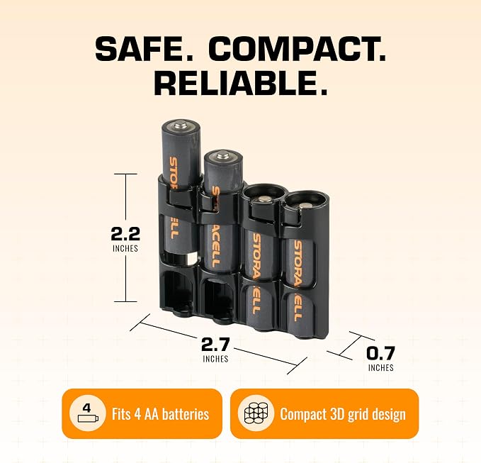 Storacell AA Battery Storage Caddy, Holds 4 Batteries - Image 6