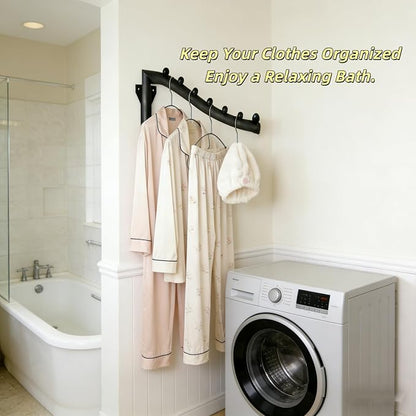 2pcs Swing Clothes Hanger Rack, Wall Mounted Clothes Rack | 10lb Max, Powder - Image 6