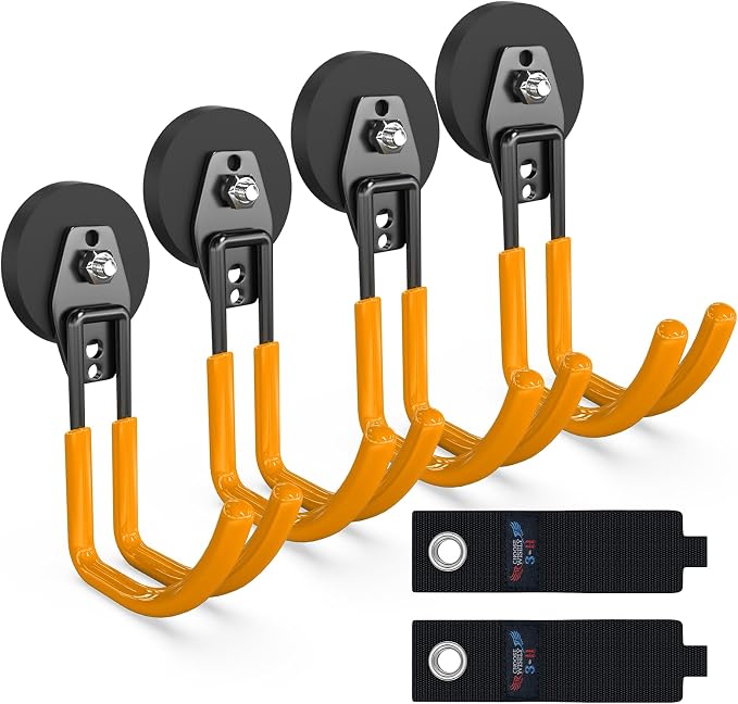 3-H Heavy Duty Magnet Garage Hooks 4 Pack, J Shape Strong Magnetic Hooks by 3-H