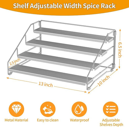 4 Tier Spice Rack for Cabinet, Spice Rack Organizer, Depth Adjustable Spice - Image 4