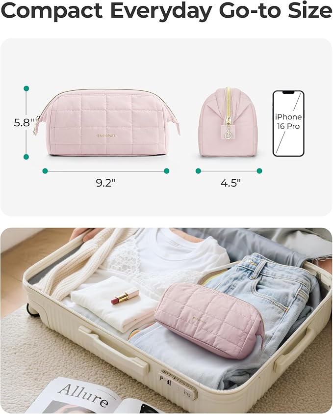 BAGSMART Makeup Bag Travel Toiletry Bag, Puffy Padded Make Up Bags - Image 5
