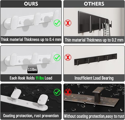 Coat Rack Wall Mount White, 3 Hooks Rack Metal Coat Hanger Wall - Image 6