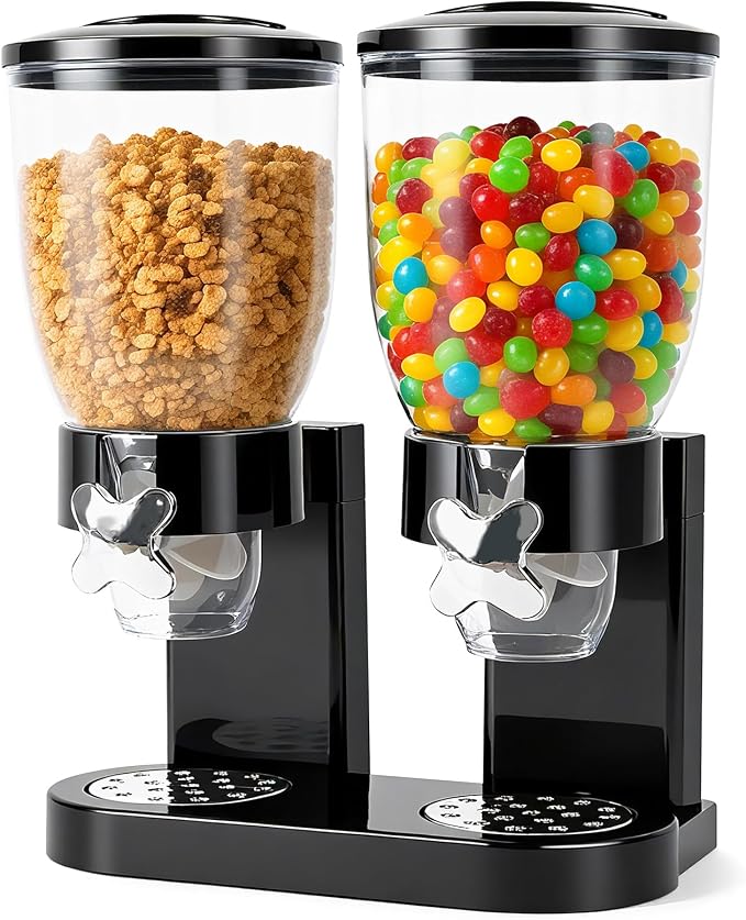 Dual-Control Cereal Dispenser Countertop, 2 Pack 2L Cereal Containers Storage by adorabby