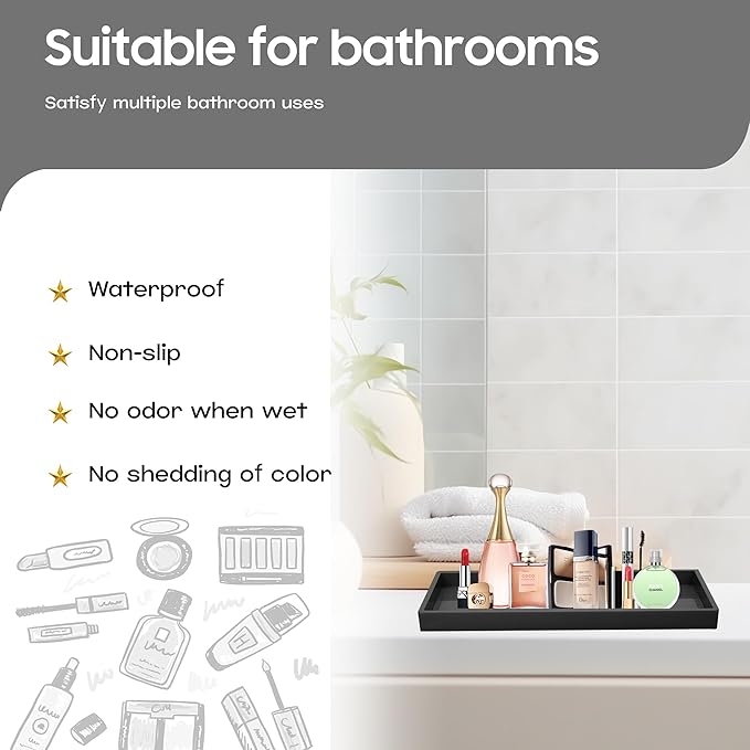 Vanity and Bathroom Tray, Waterproof Vanity Tray - Image 2