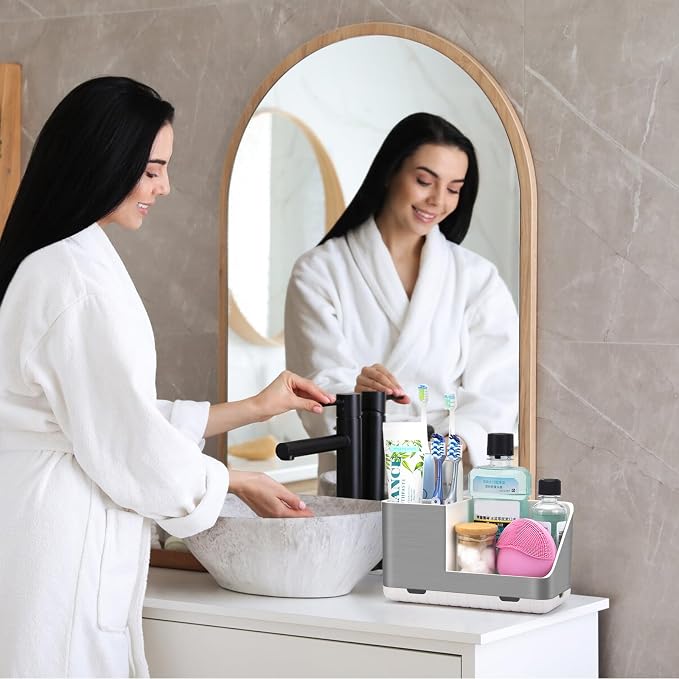 Toothbrush Holders for Bathroom Countertop Organizer, Brushed Nickel Tooth - Image 2
