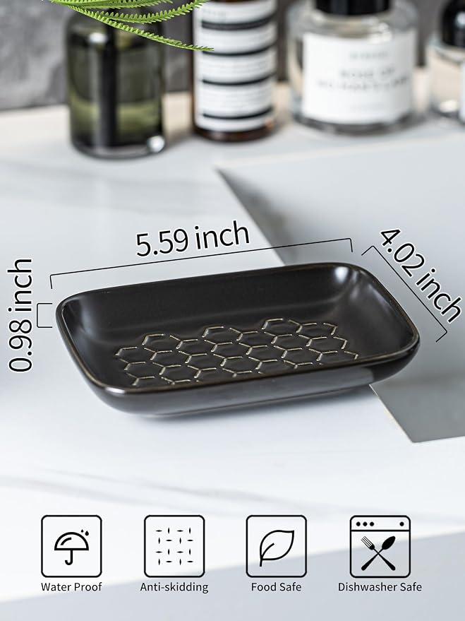 Gomakren Soap Dish for Shower, Bar Soap Holder, Ceramic Soap Dishes for Bar Soap - Image 2
