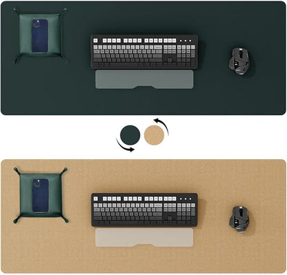 DAWNTREES Dark Green Desk Mat, Leather Desk Pad, Cork Desk Mat Protector - Image 2
