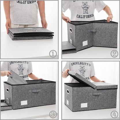 PRANDOM Storage Bins with Lids Linen Fabric Foldable Storage Boxes Organizer - Image 8