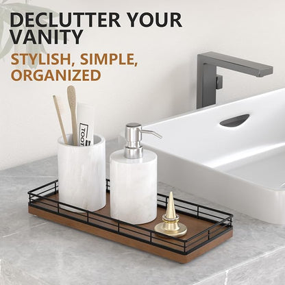 Bathroom Tray for Counter Top Organizer – Oak Wood Vanity Tray - Image 3