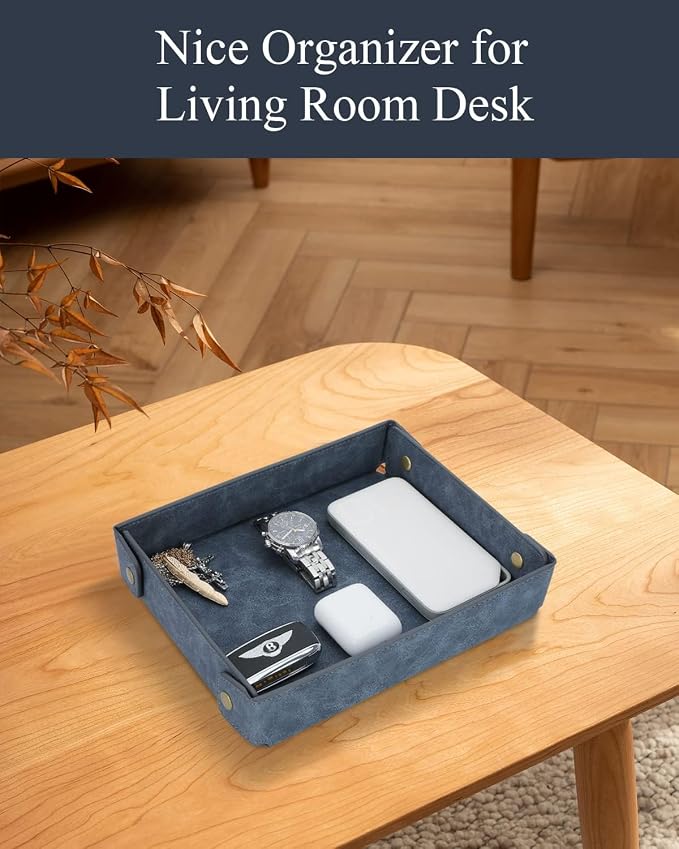 CASIRENA Father's Day Gifts Faux Leather Valet Tray Organizer - Image 7
