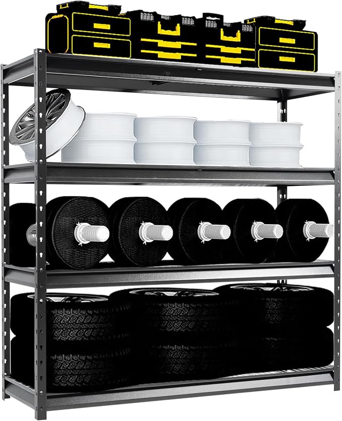 The Atlas 72" W Metal Garage Shelving Unit Load 12000 Lbs, 4 Tier Heavy Duty by Shuntong