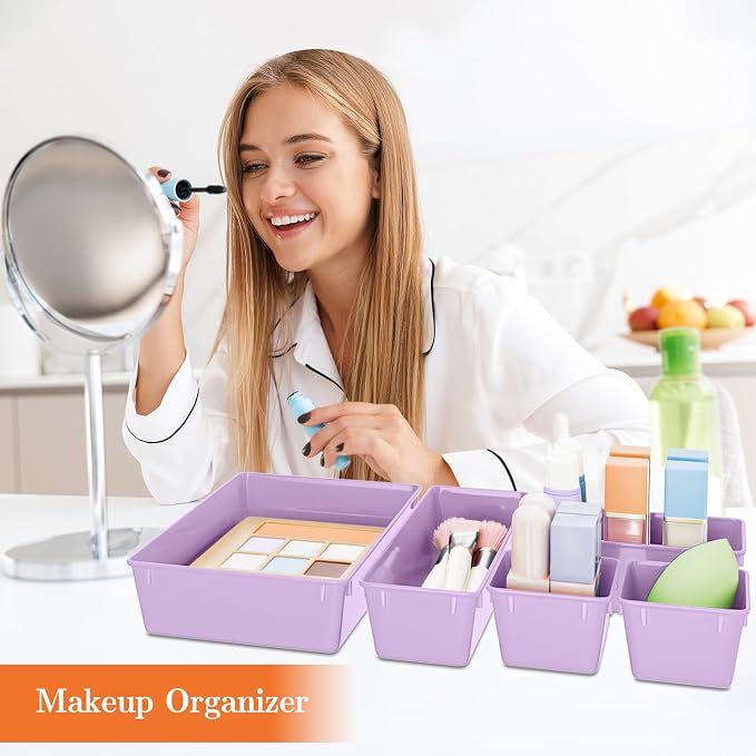 25 PCS Plastic Drawer Organizer Set, 4-Size Versatile Organizer Trays & storage - Image 5
